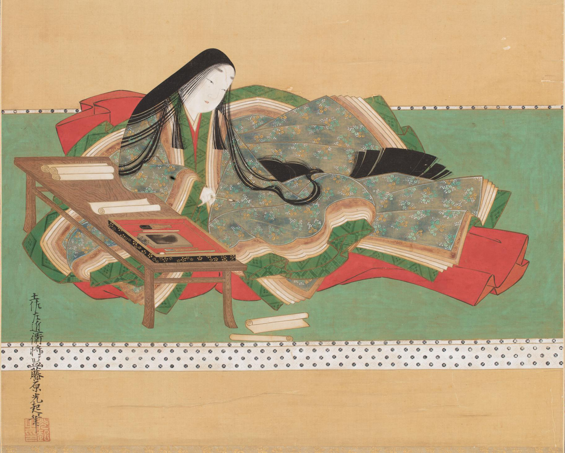 Murasaki Shikibu composing Genji Monogatari